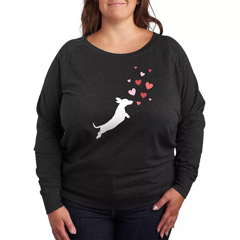 Plus Size Pokemon Pikachu Bolt French Terry Long Sleeve Tee, Womens Grey Indigo Product Image