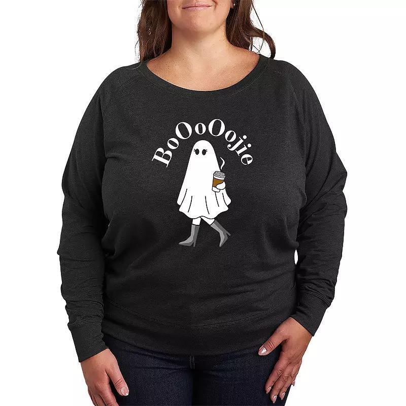 Plus Size Bat Pinup French Terry Long Sleeve Tee, Womens Heather Grey Product Image