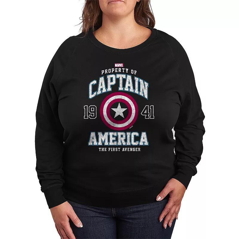 Plus Size Marvel Captain America Collegiate French Terry Long Sleeve Tee, Womens Product Image
