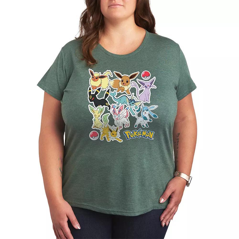 Womens Pokemon Eeveelution Stickers Tee Grey Blue Product Image
