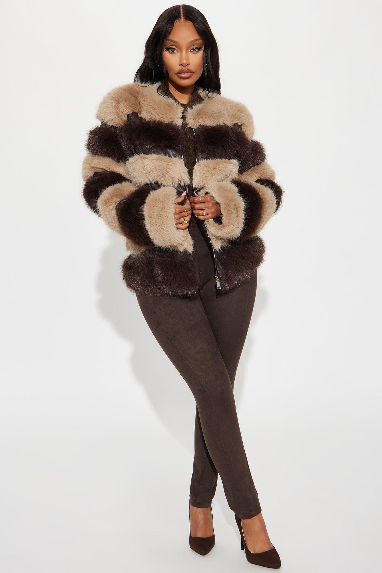 Gia Faux Fur Coat - Chocolate Product Image