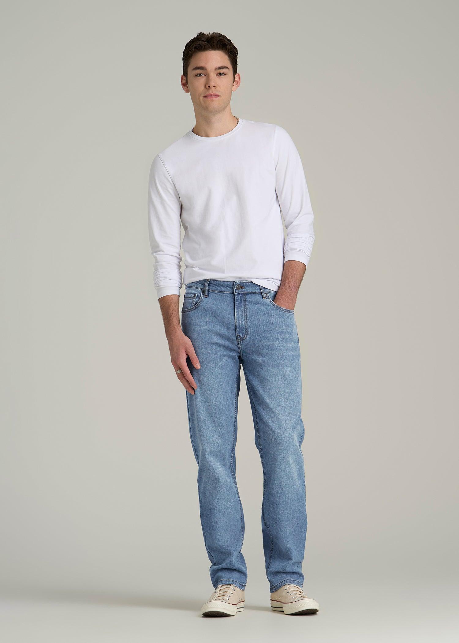 A.T. Basics Men's J1 Straight Fit Jeans for Tall Men in Tufts Blue Product Image