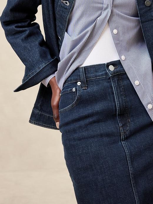 Denim Midi Pencil Skirt Product Image
