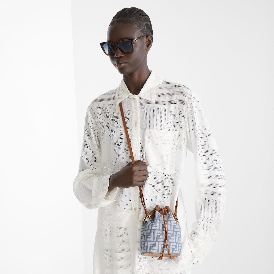 Mon TresorBlue denim-effect FF jacquard mini-bag Product Image
