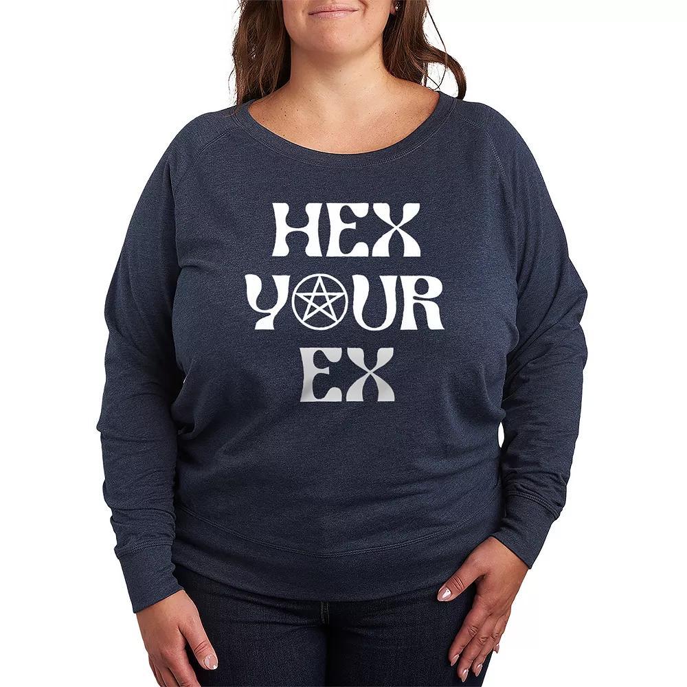 Plus Size Hex Your Ex French Terry Long Sleeve Tee, Womens Heather Grey Product Image