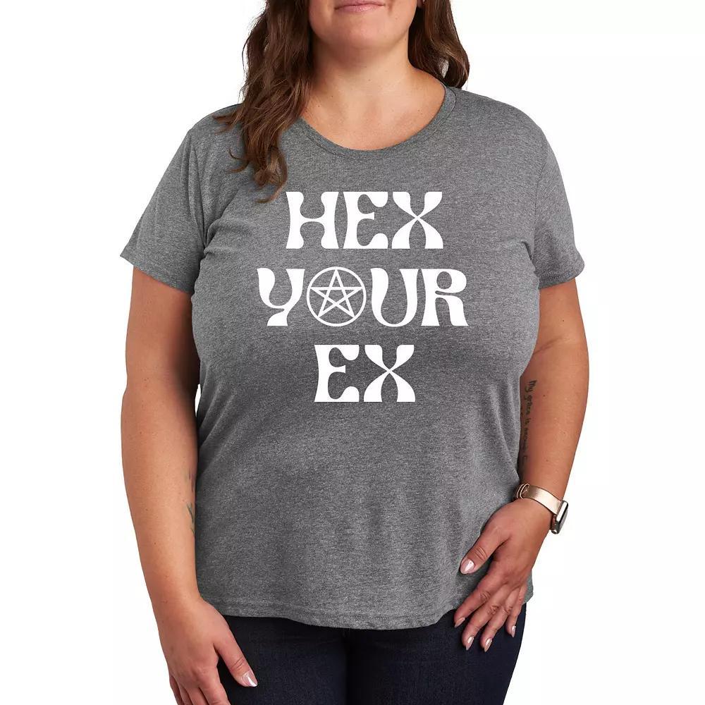 Plus Size Hex Your Ex Graphic Tee, Womens Grey Green Product Image