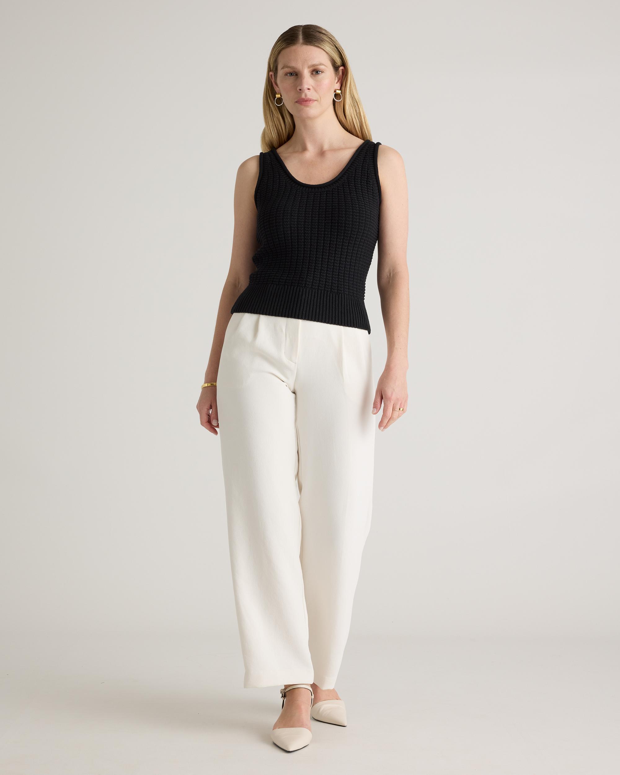 Quince | Women's Waffle Cropped Sweater Tank Top Size XS, Organic Cotton Product Image
