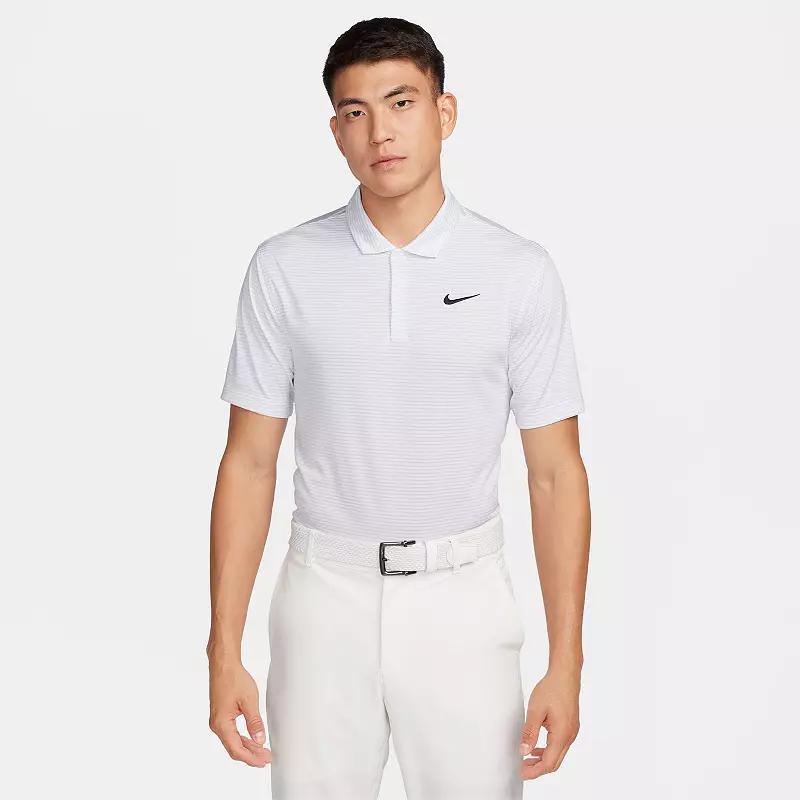 Mens Nike Striped Dri-FIT Golf Polo White White Product Image