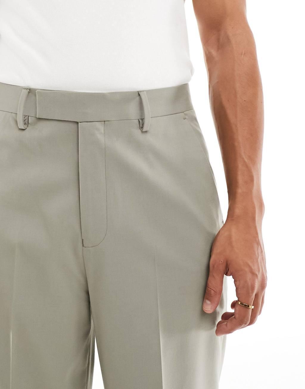 ASOS DESIGN wide leg pants in khaki - part of a set Product Image