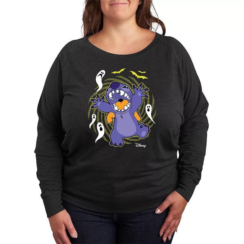 Disneys Lilo & Stitch Plus Size Halloween Ghosts French Terry Long Sleeve Tee, Womens Heather Grey Product Image