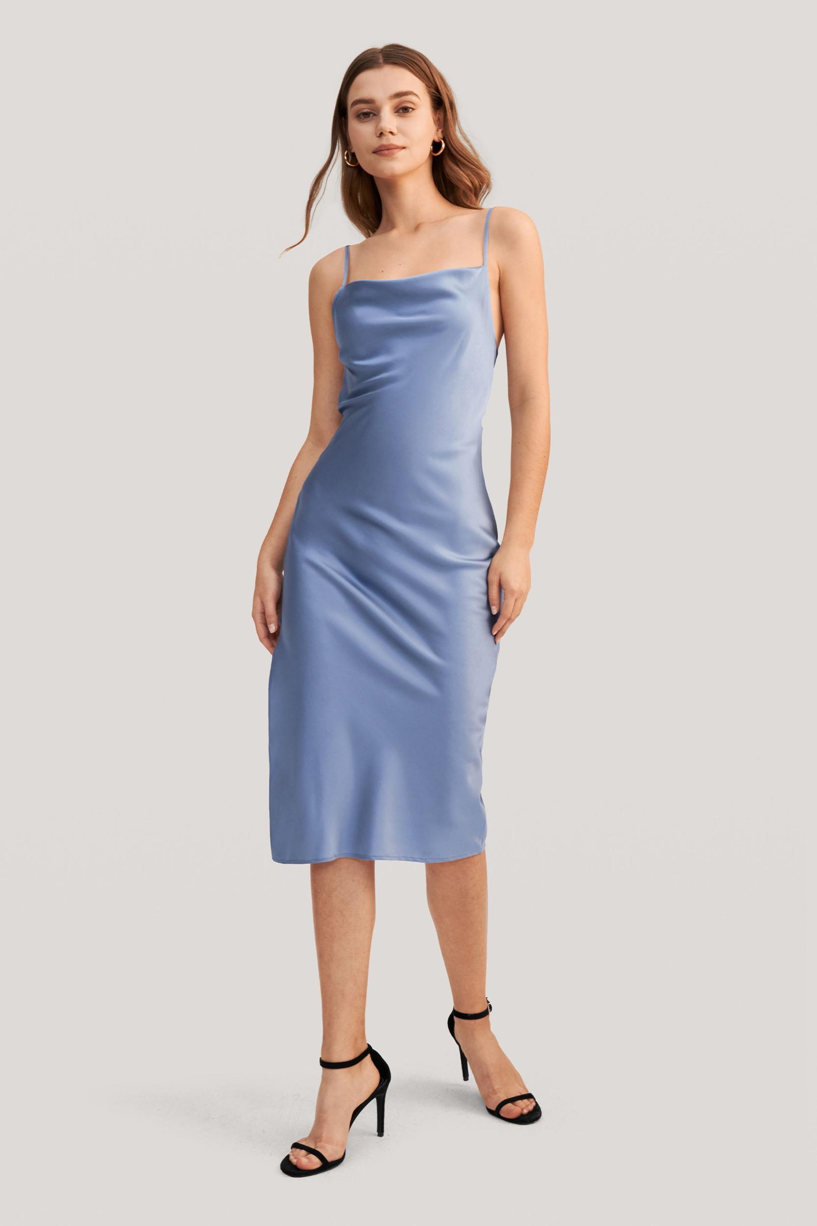 Elegant Alluring Cowl Neck Silk Dress Product Image