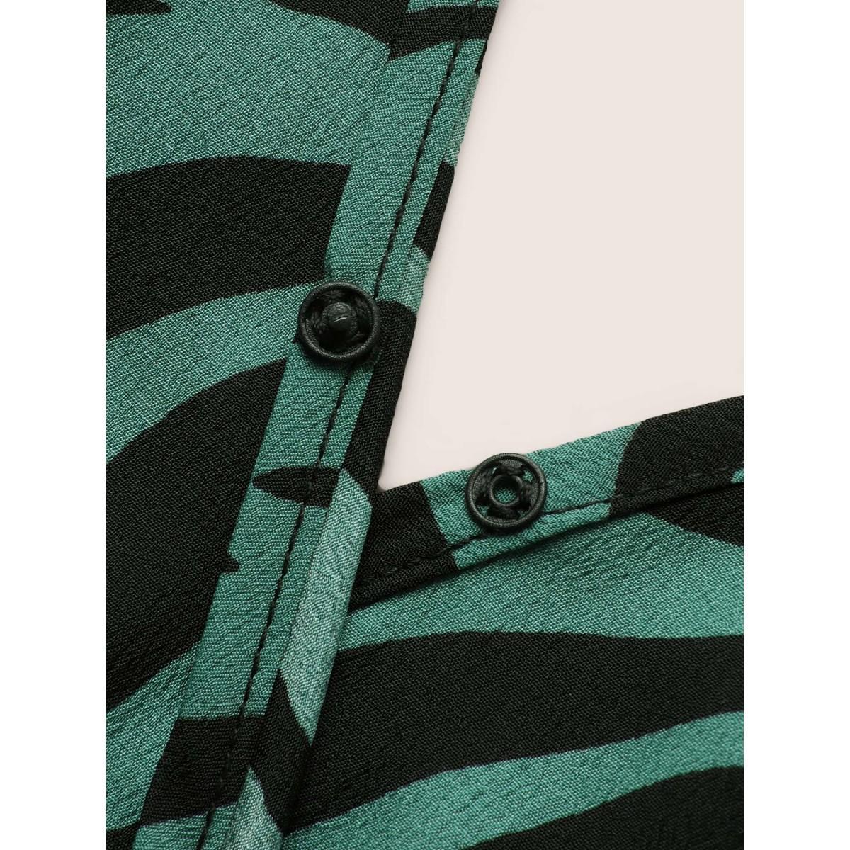 Plus Size Zebra Print Wrap Belted Tank Dress Emerald Women At the Office Belted V-neck Sleeveless Curvy BloomChic 26/4X Product Image