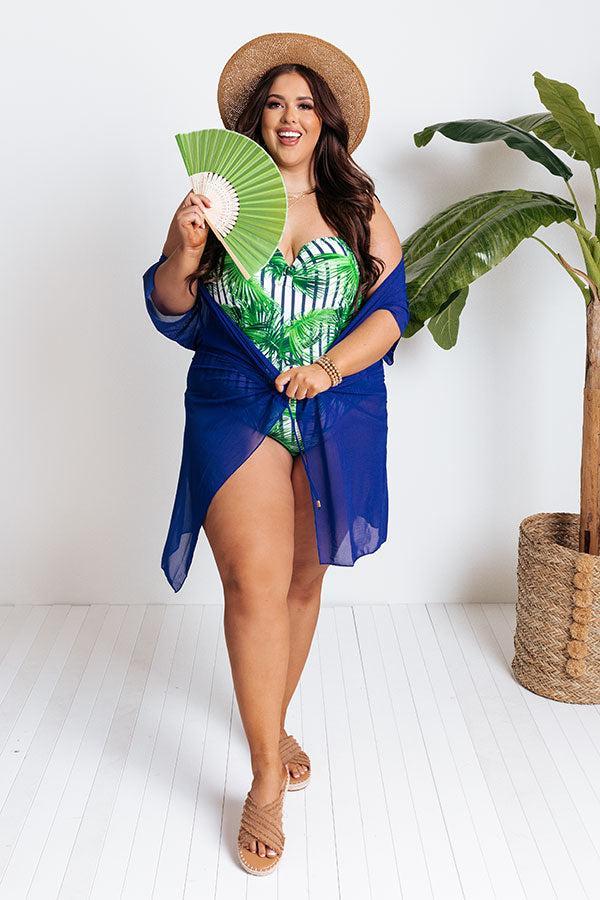 See You Poolside Mesh Cover Up in Royal Blue Curves Product Image