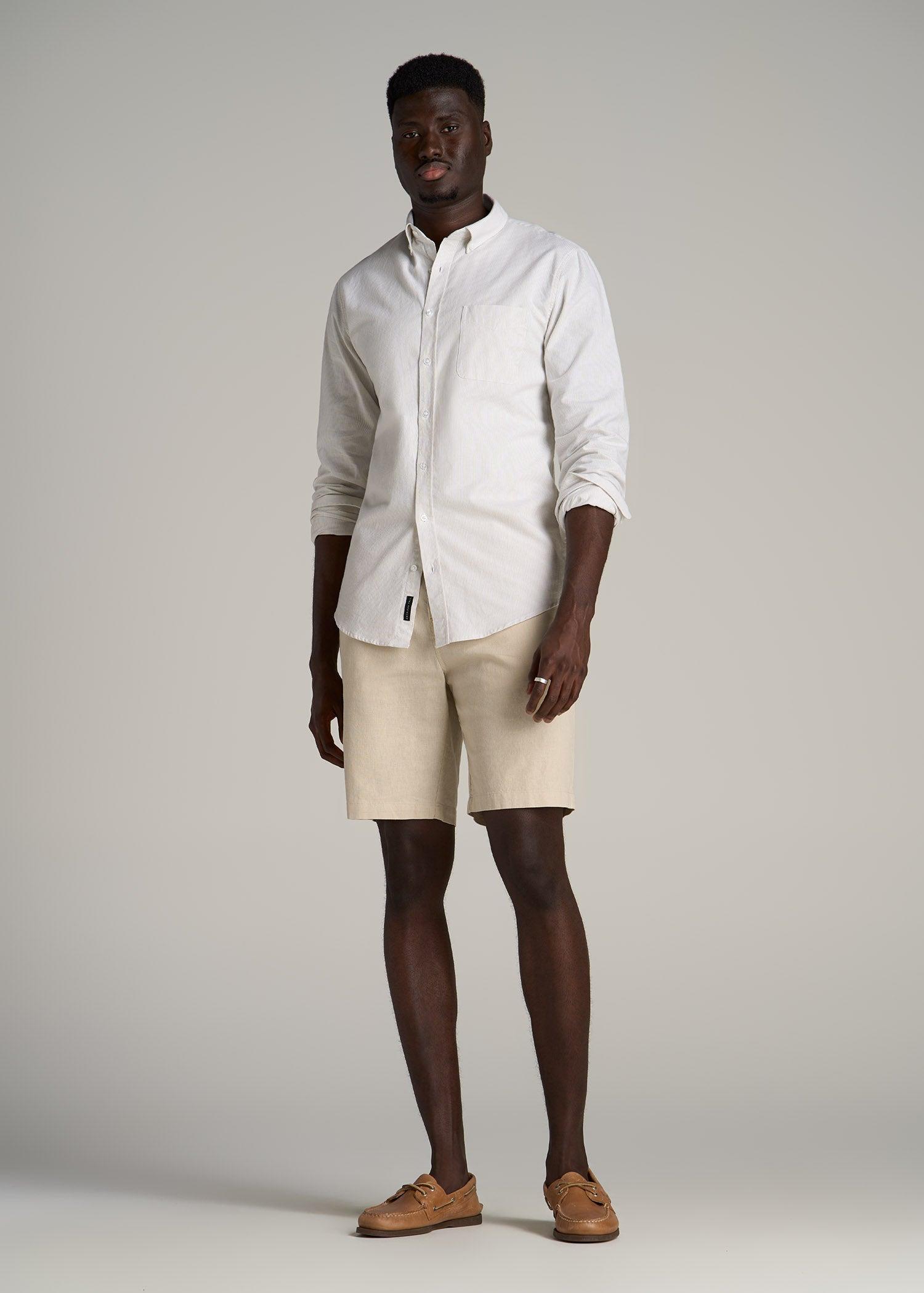 Linen Shorts For Tall Men in Driftwood Brown Product Image