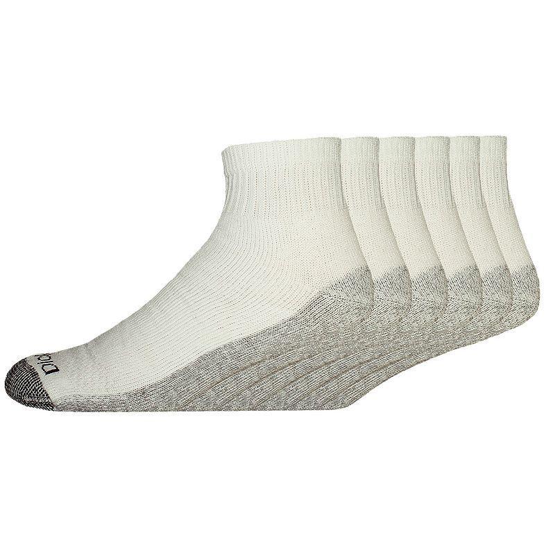 Dickies Mens 6pk Dri-Tech Quarter Socks - White 6-12: Cotton Blend, Midweight, Tagless, Machine Washable, Knit Construction Product Image