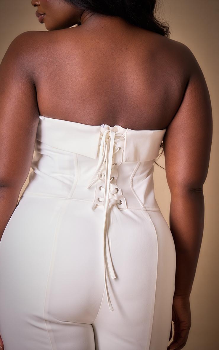 Premium Plus White Woven Bandeau Wide Leg Jumpsuit Product Image