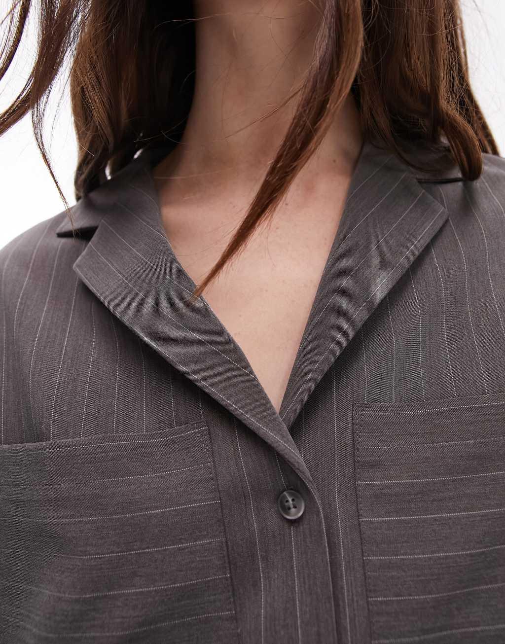 Topshop pinstripe short sleeve shirt Product Image