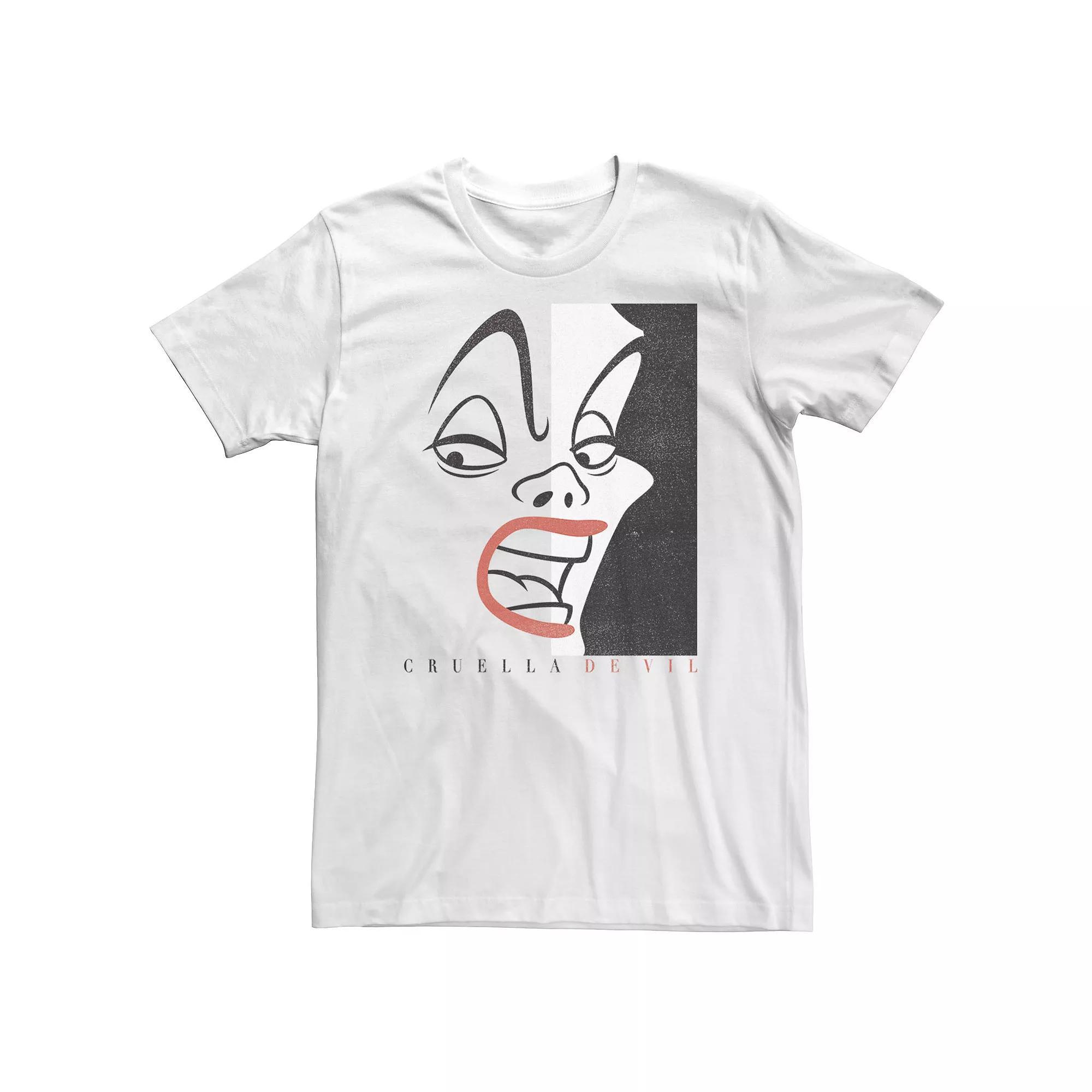 Big & Tall Disney Cruella Devil Head Shot Line Art Tee, Men's, Size: 3XL, White Product Image