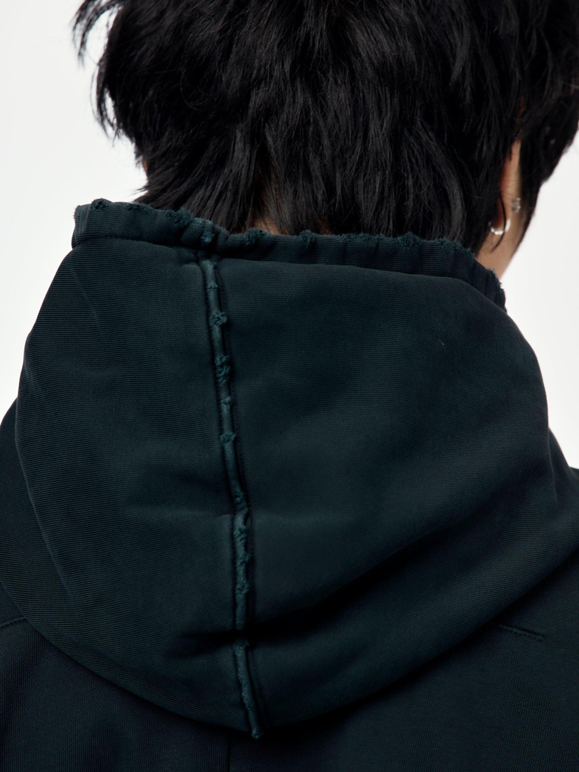 HEAVY TERRY SHORT HOODIE (Stonewash Black) Product Image