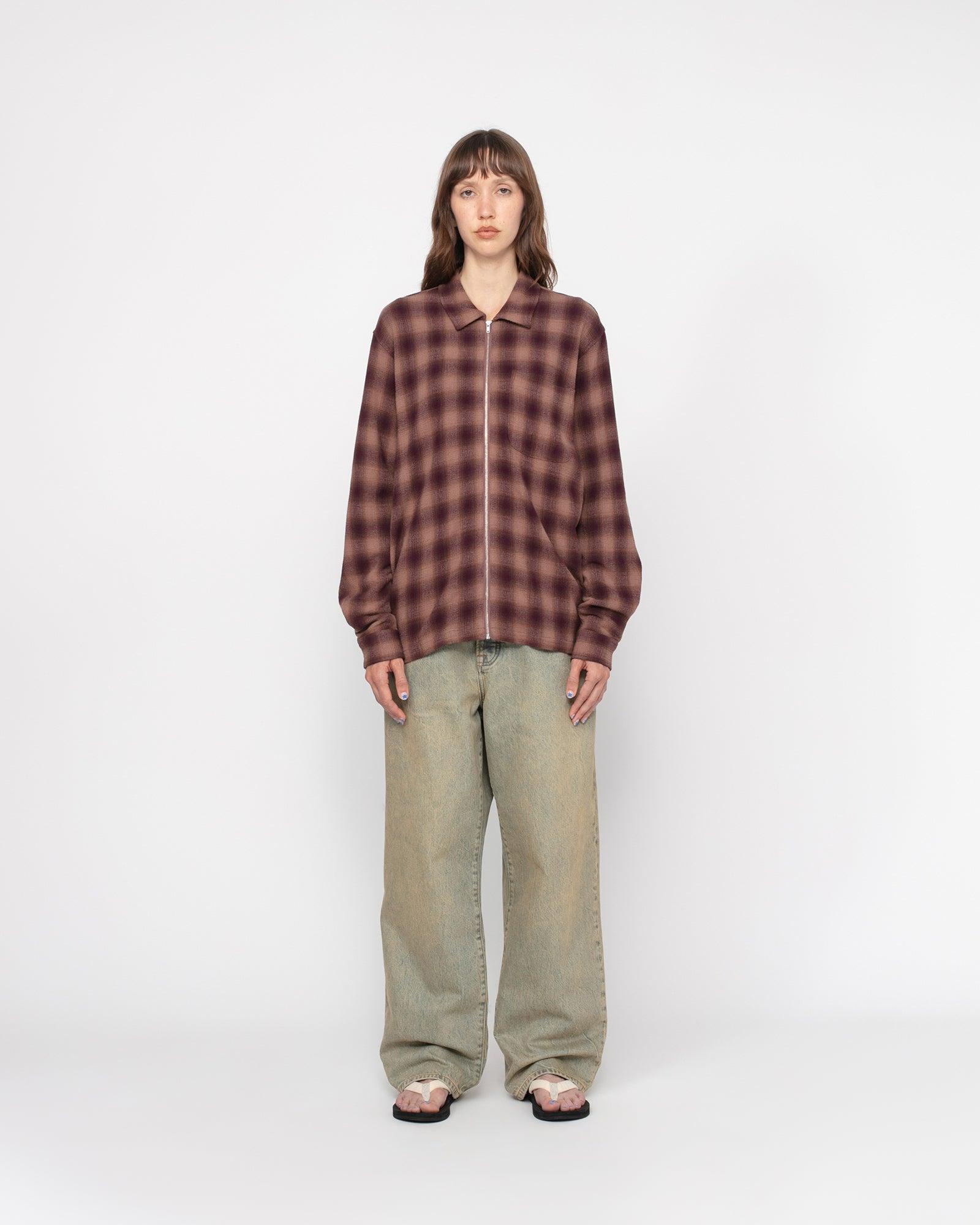 ZIP SHIRT TWISTED YARN PLAID Male Product Image