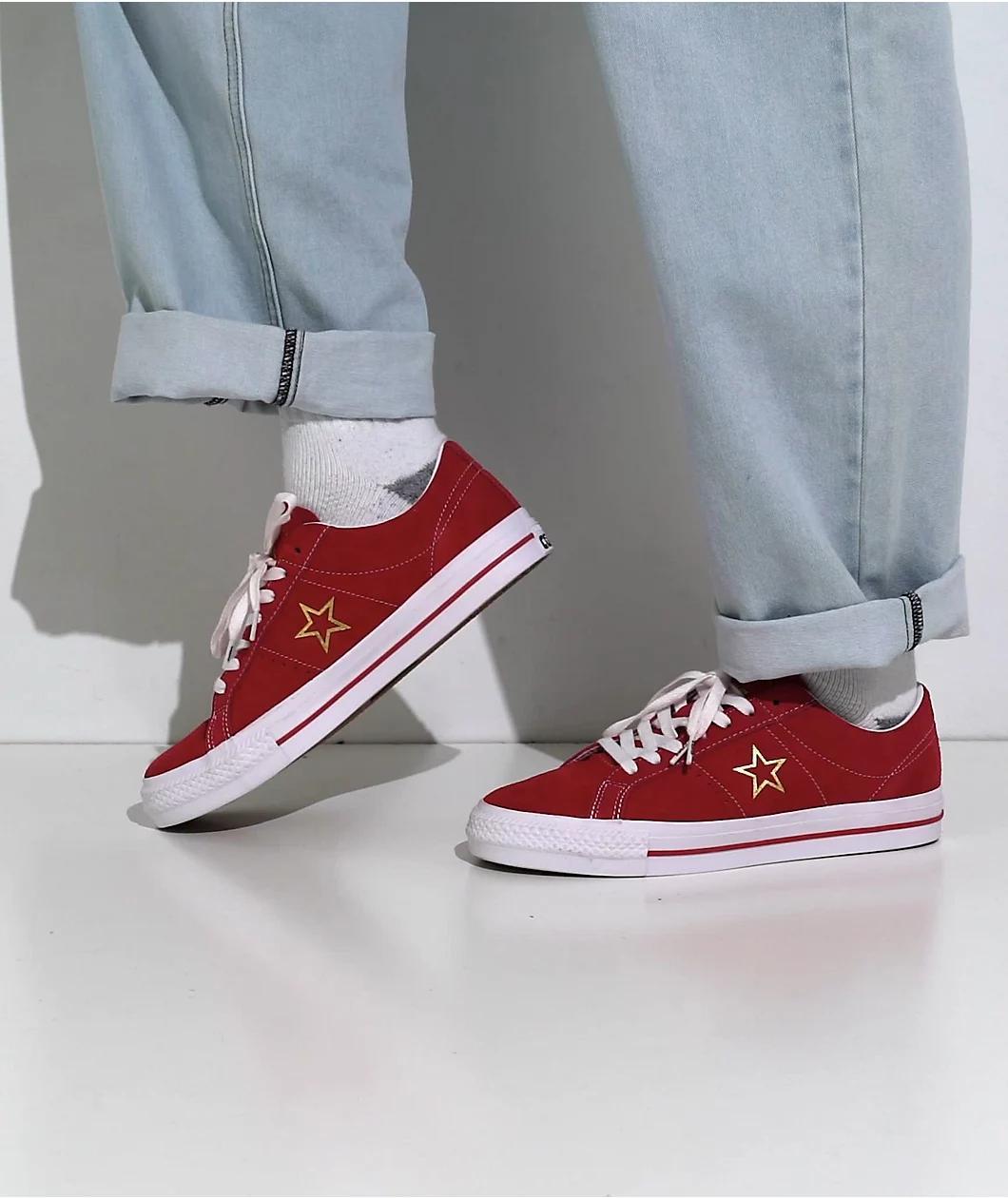Converse One Star Pro Varsity Red & Gold Skate Shoes Product Image