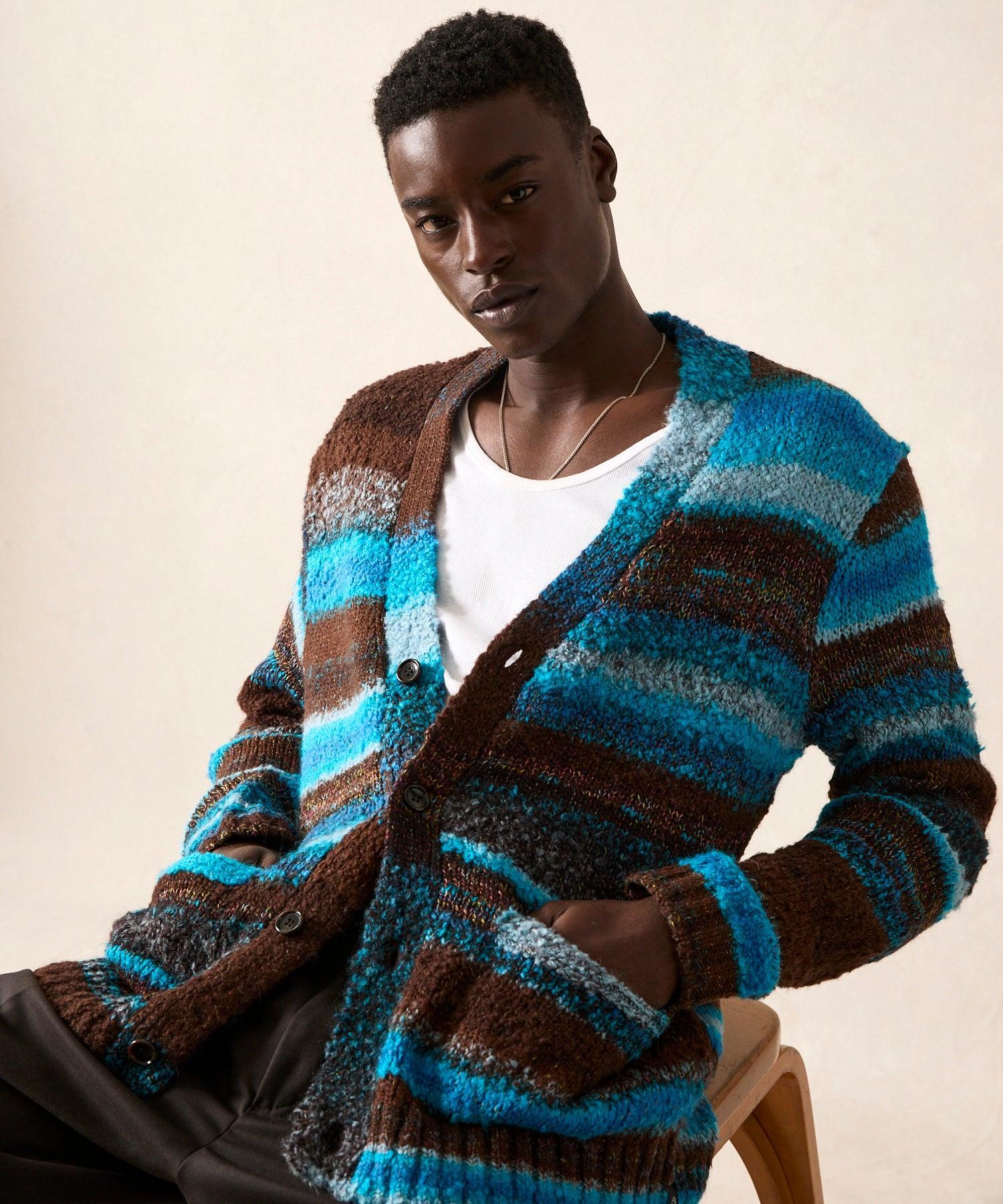 Broken Stripe Cardigan in Blue Toile Product Image