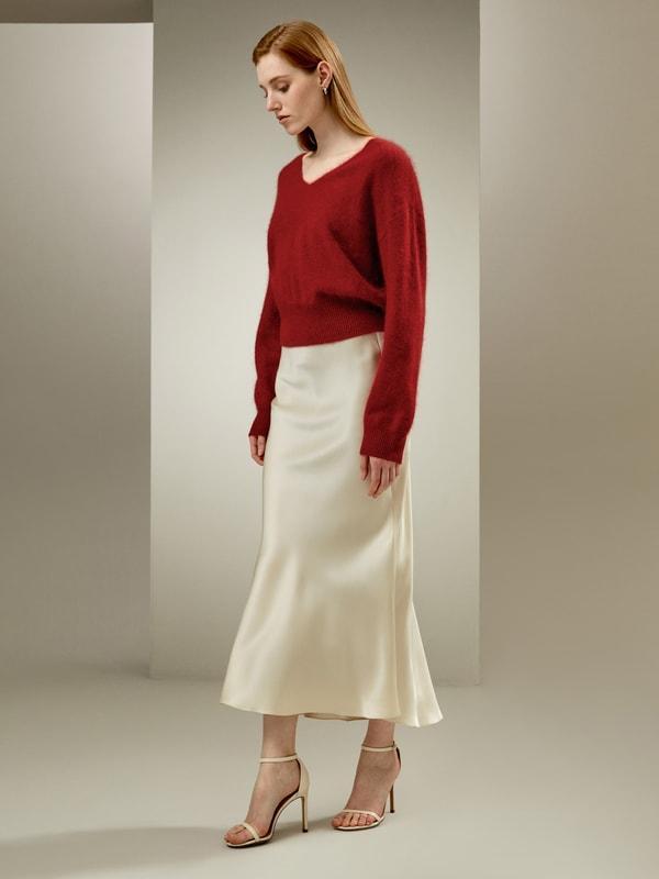 Silk Maxi Skirt with Flare Hem Product Image