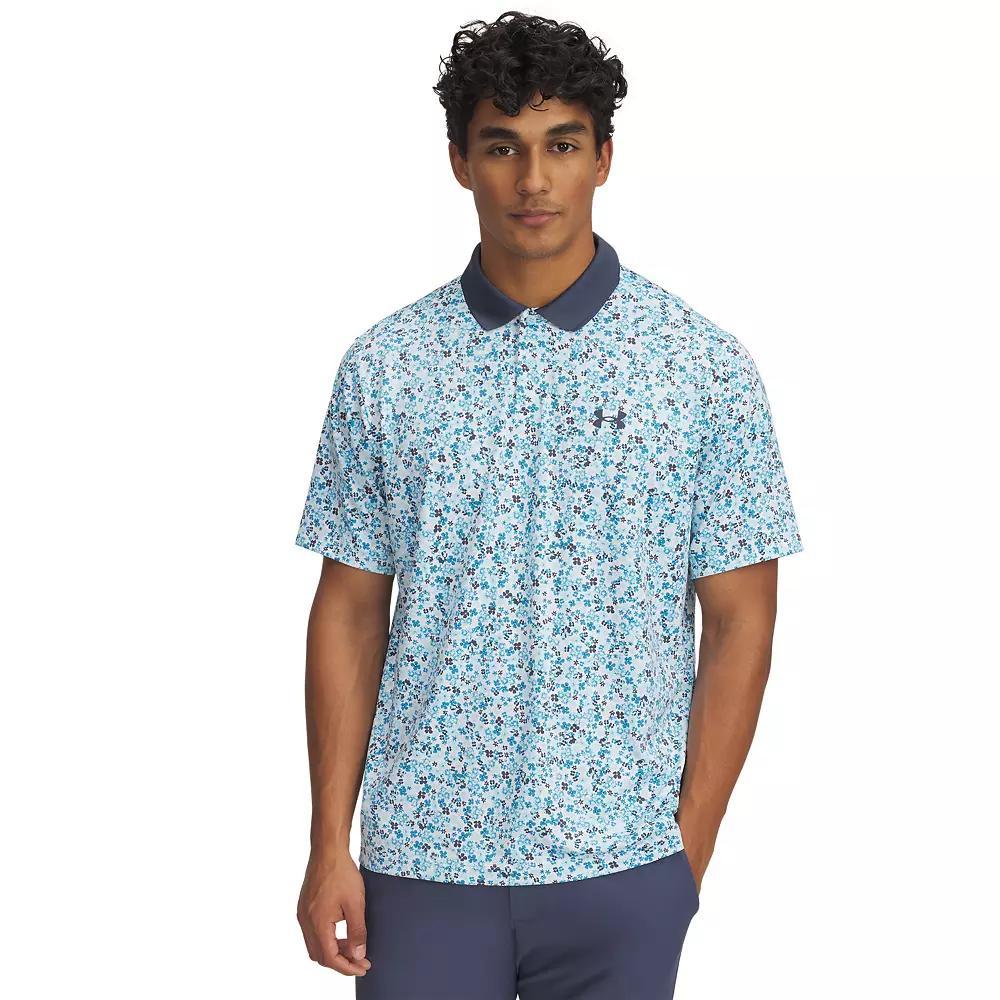 Men's Under Armour Matchplay Printed Polo, Size: Medium, White Gray Product Image
