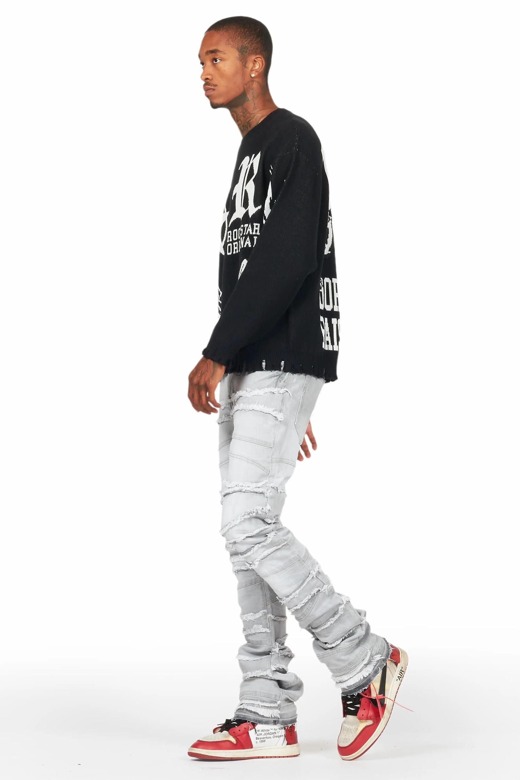 Franko Light Grey Stacked Flare Jean Male Product Image