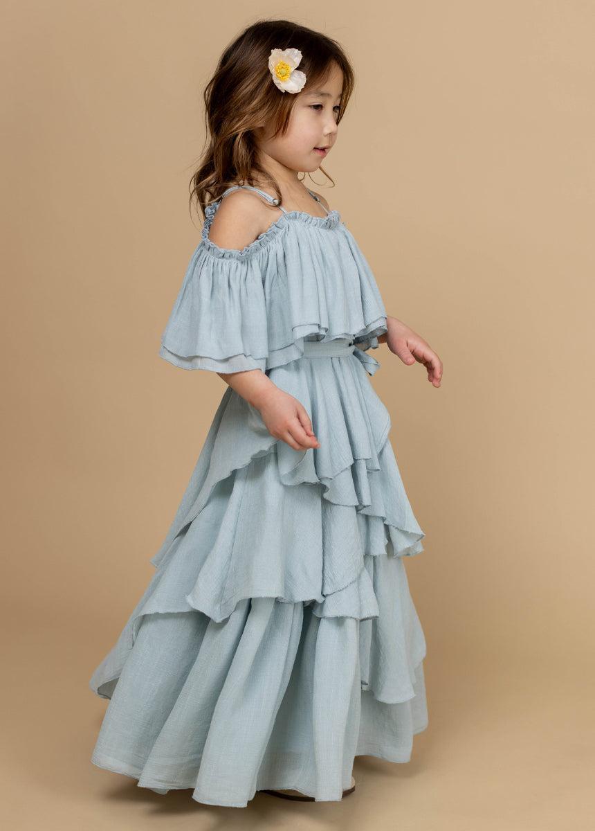 Litta Dress in Pale Blue Girls Product Image