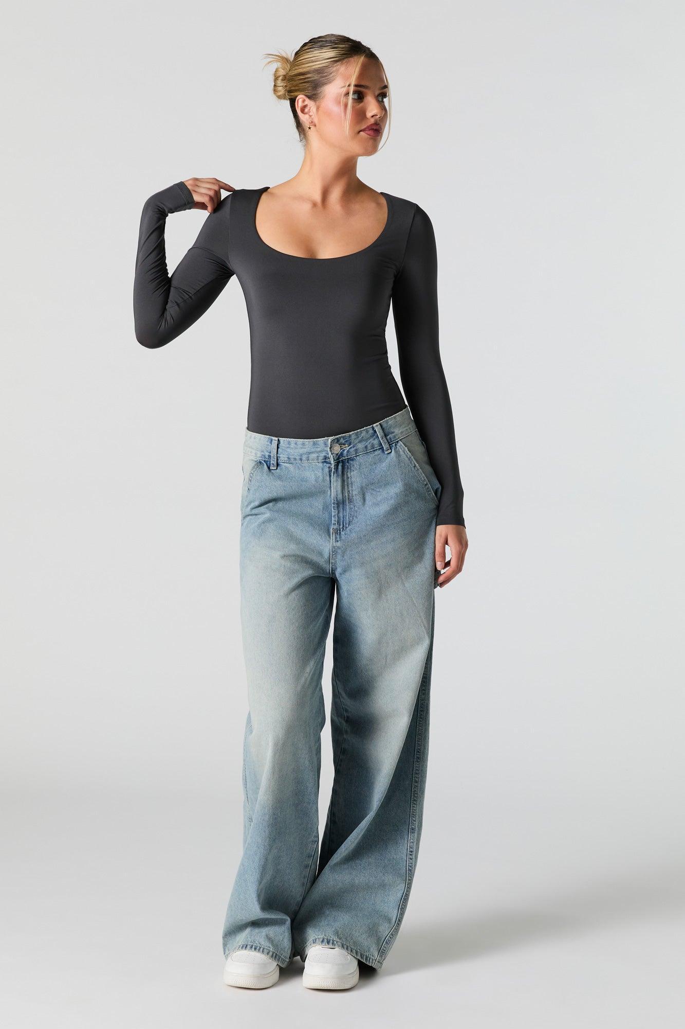 Scoop Neck Long Sleeve Bodysuit Female Product Image
