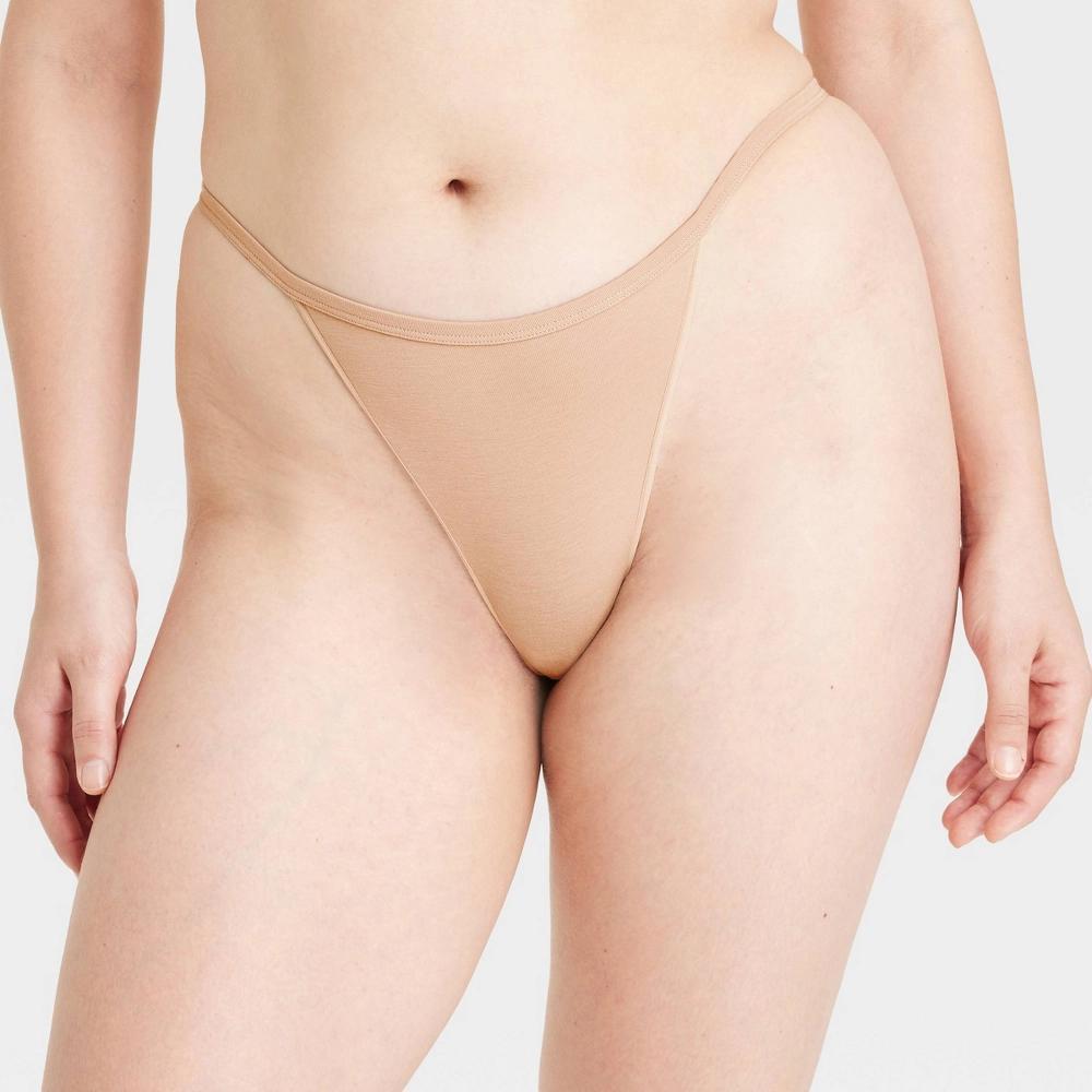 Women's Cotton Blend String Thong Underwear - Auden™ Pearl Tan Product Image