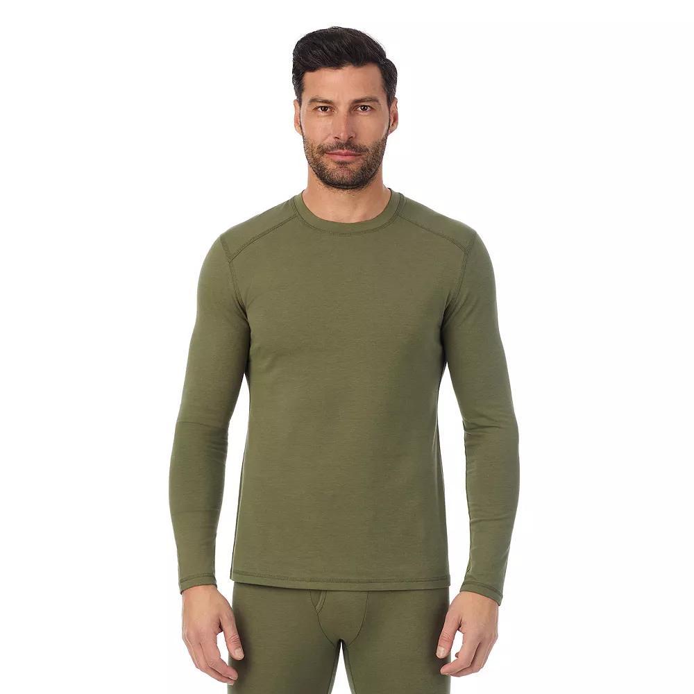 Men's Cuddl Duds® Midweight Cottonwear Performance Base Layer Crew Top, Size: Medium, Green Product Image