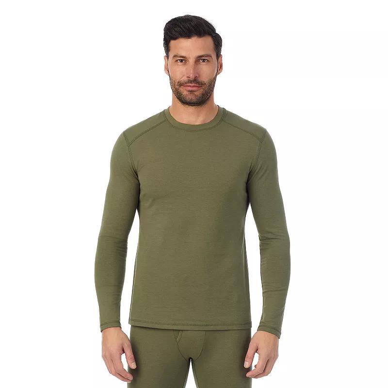 Men's Cuddl Duds® Midweight Cottonwear Performance Base Layer Crew Top, Size: Medium, Green Product Image