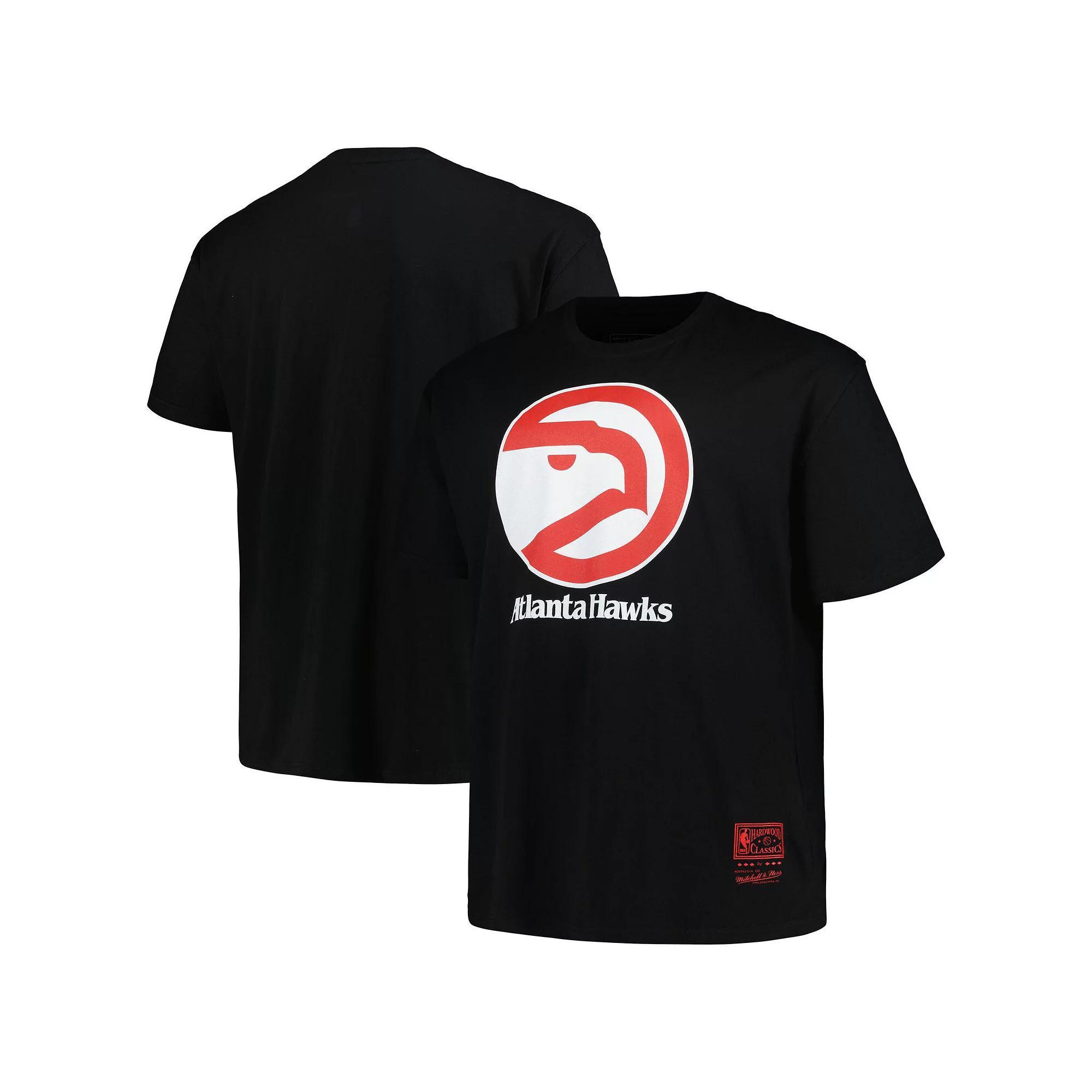 Men's Mitchell & Ness Black Atlanta Hawks Big & Tall Hardwood Classics Vintage Logo T-Shirt, Size: 2XLT Product Image