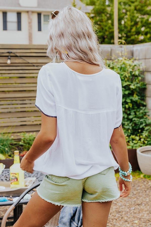 Dreamy Destination Embroidered Shift Top In Navy Product Image