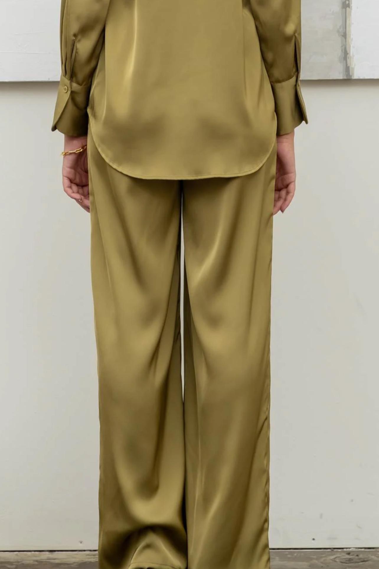 Solid Satin Wide Leg Pants Product Image