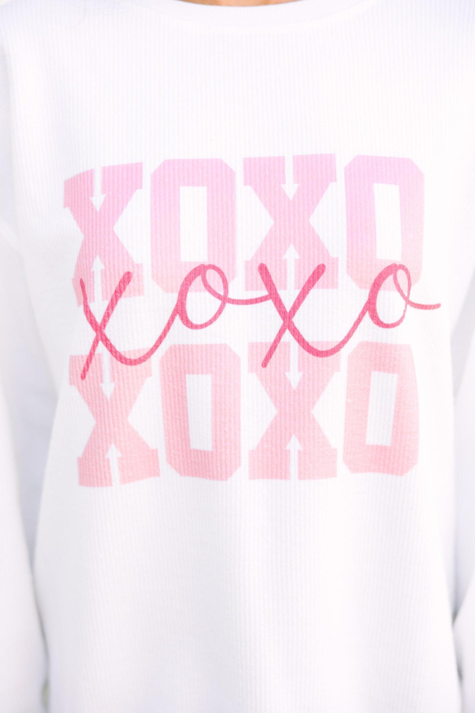 XOXO White Corded Graphic Sweatshirt Female Product Image