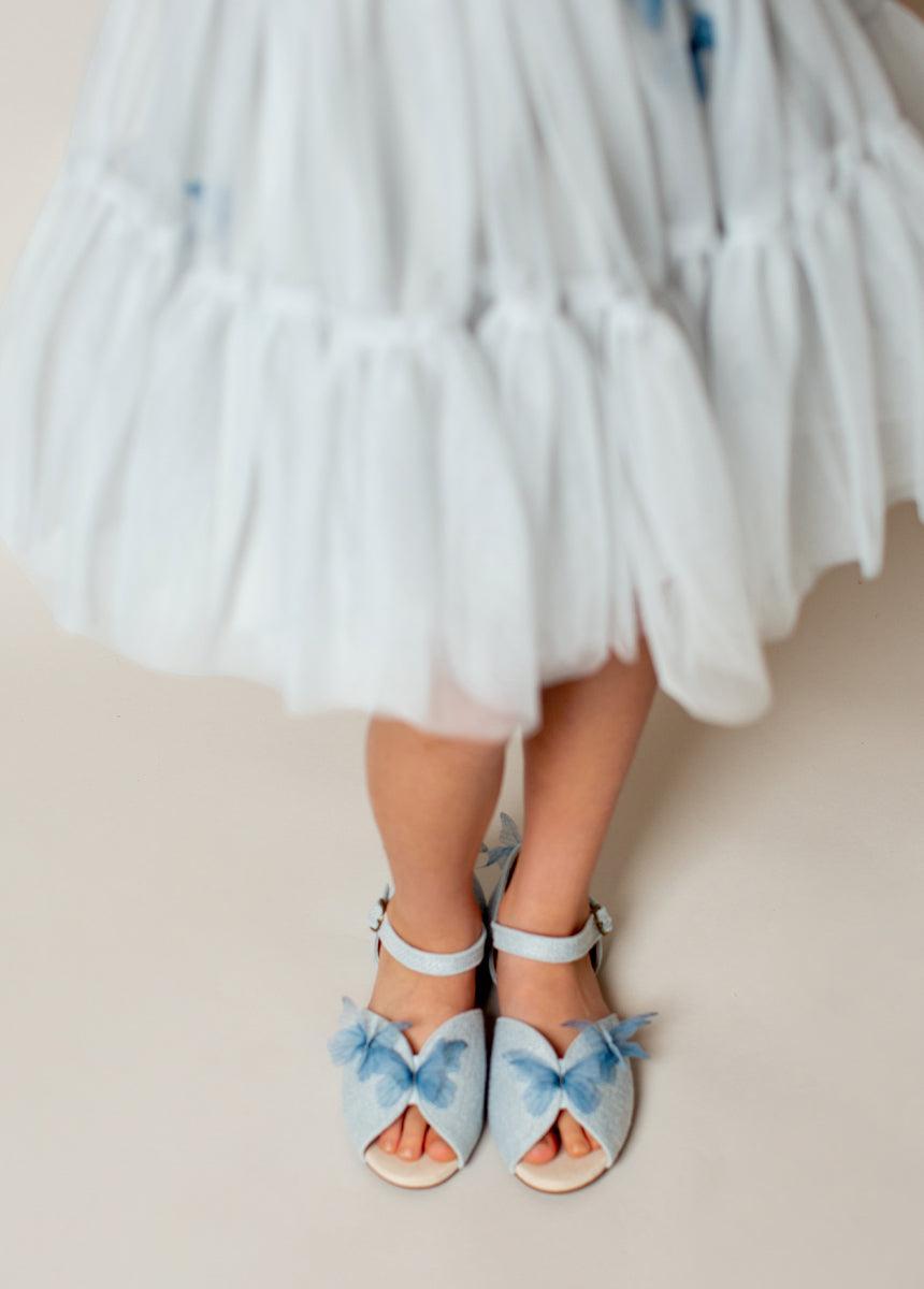 Mercedes Peep Toe Flats in Pale Blue Girls Product Image