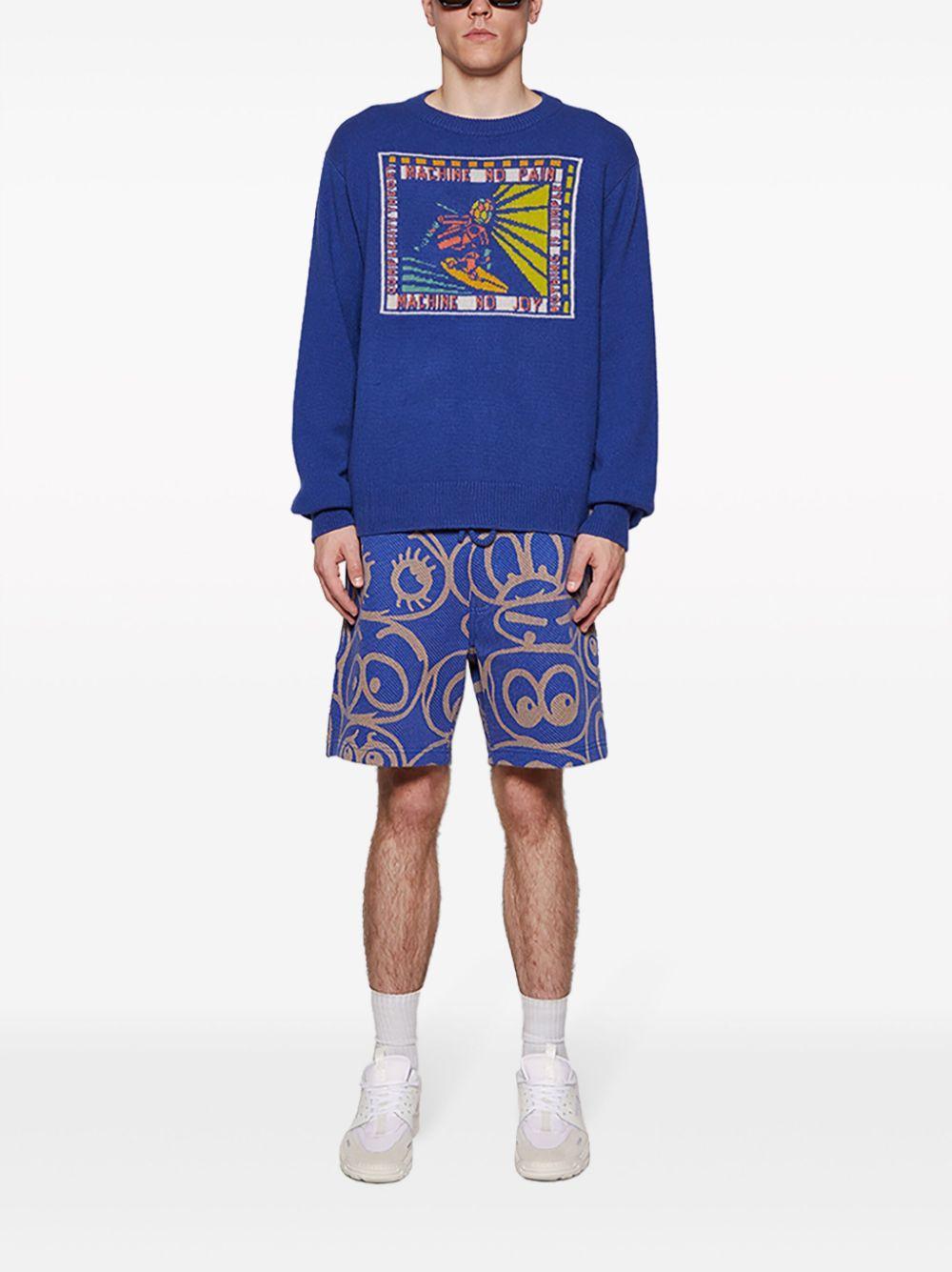THE ELDER STATESMAN Blue Crewneck Sweatshirt In Blue Jay Product Image