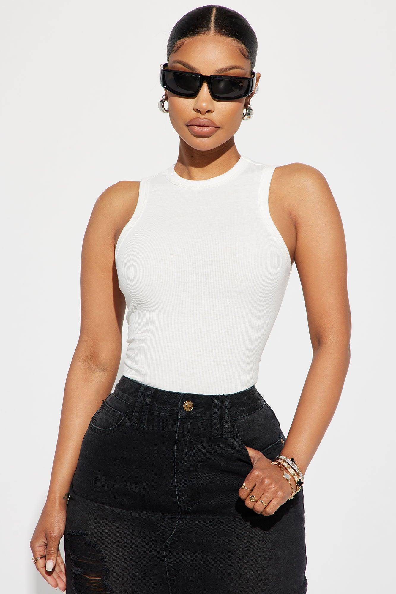 Lily Ribbed Tank - Off White Product Image