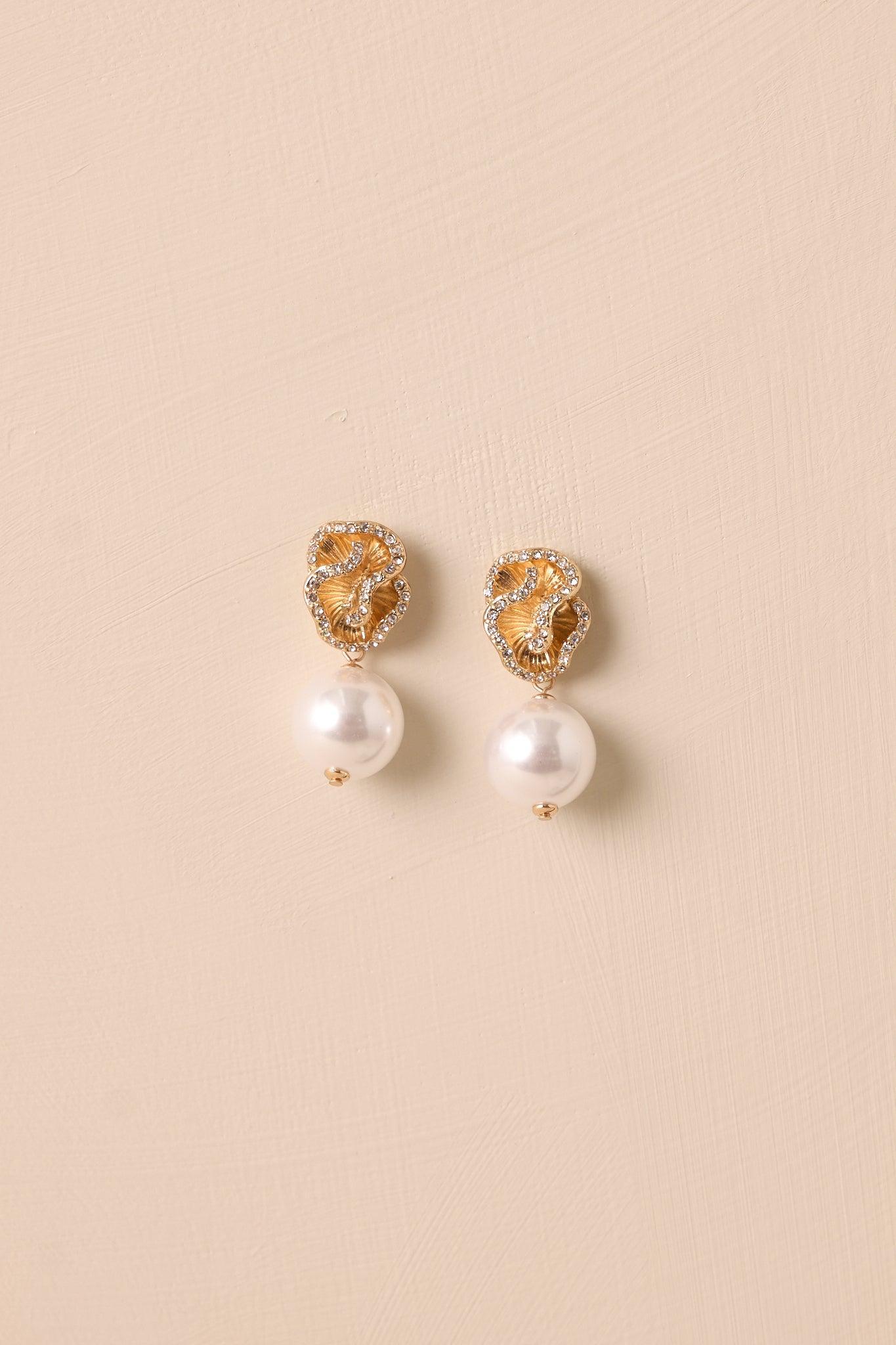 In The Loop Gold & Ivory Faux Pearl Drop Earrings Product Image