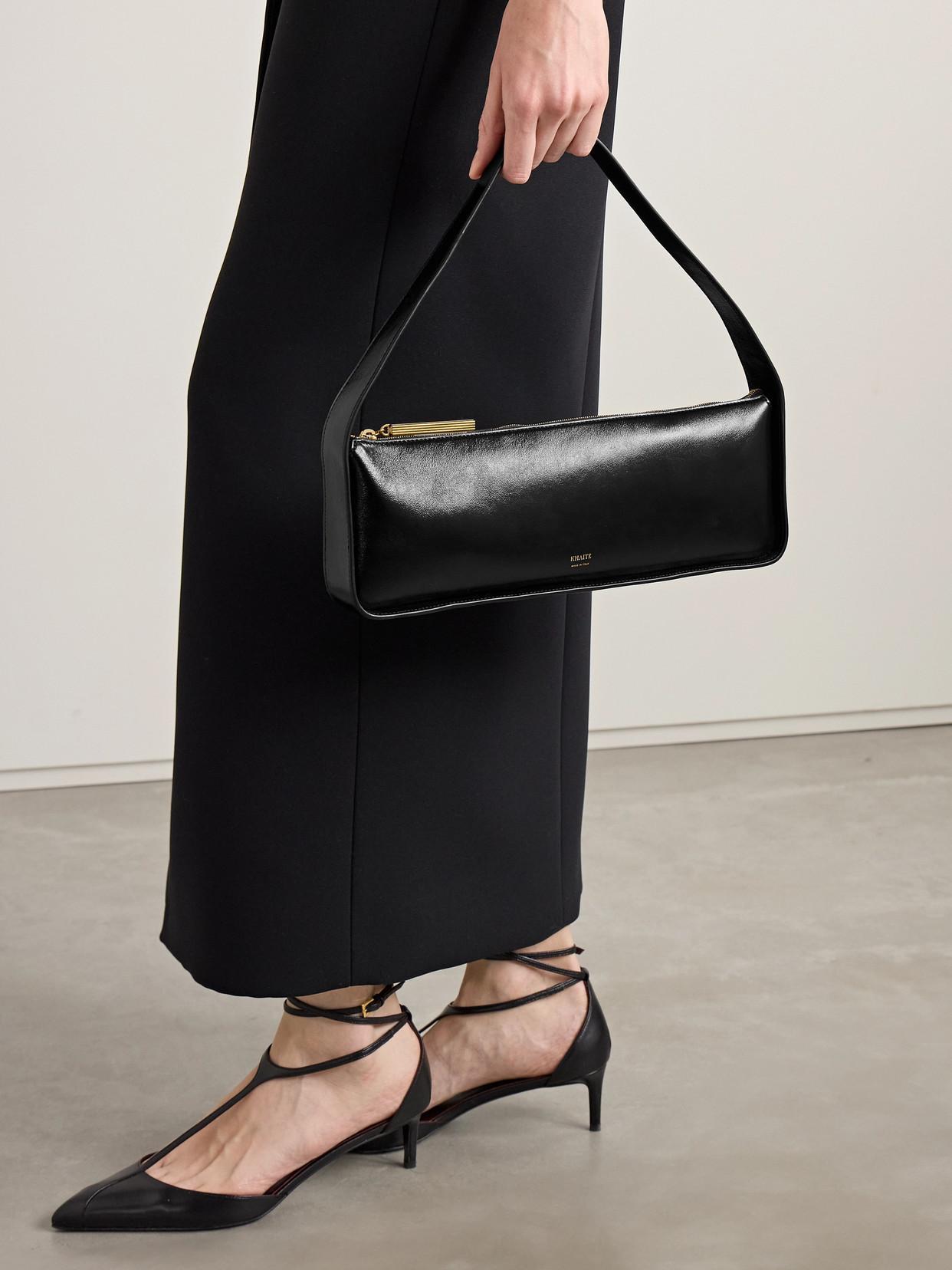 KHAITE Lori Crackle Patent Leather Shoulder Bag In Black Product Image
