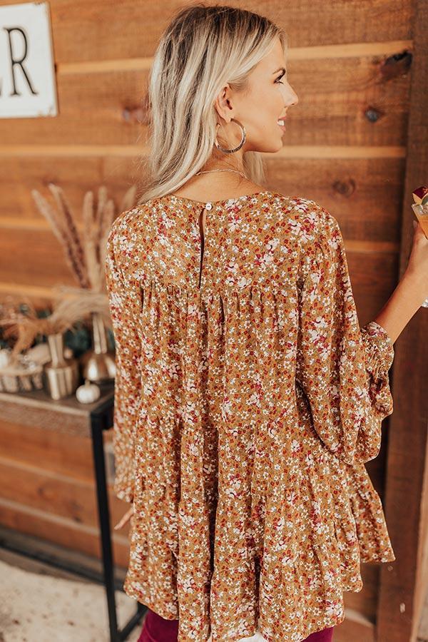 Not So Subtle Floral Top In Mustard Product Image