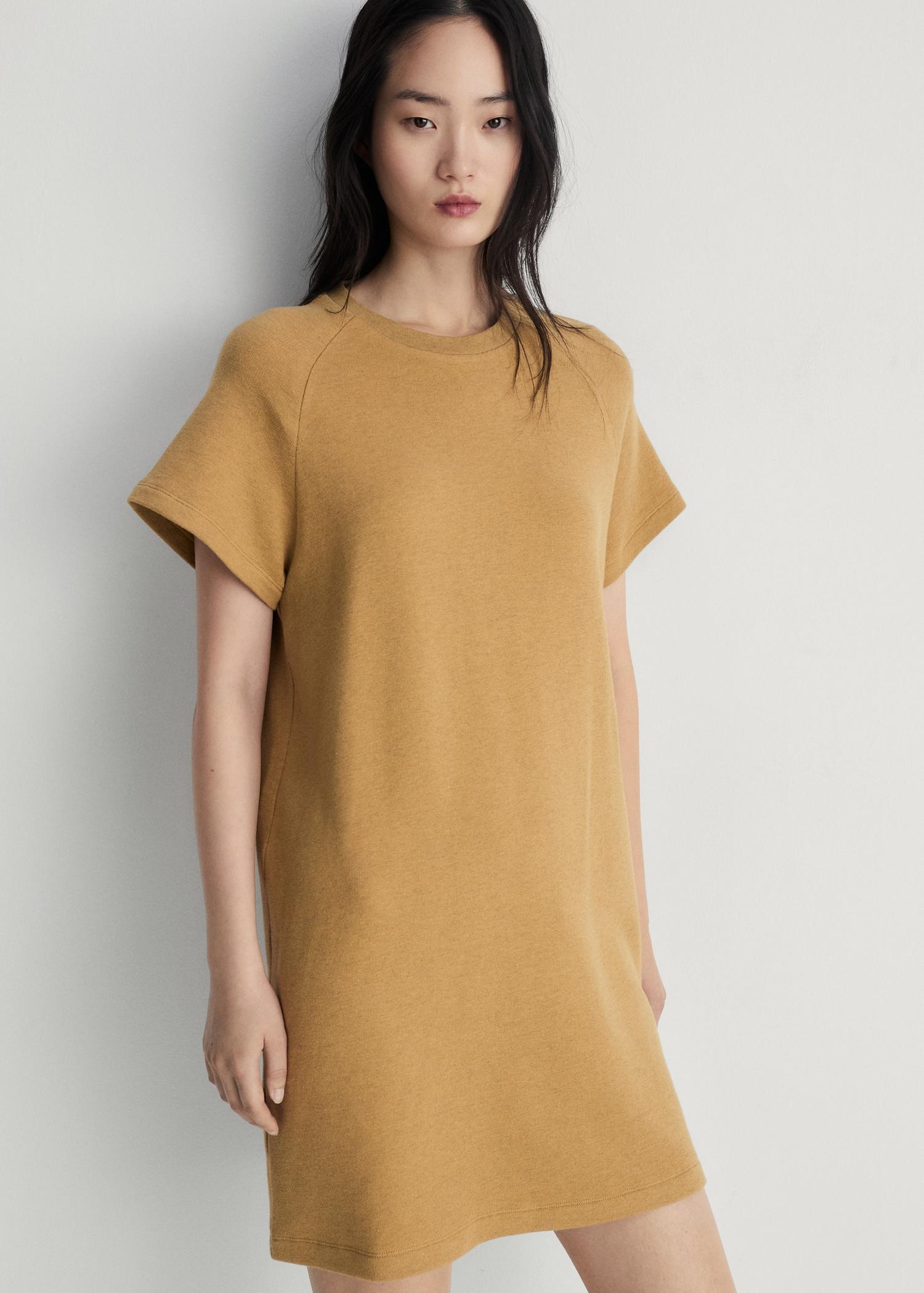 Heather fleece cotton nightgown - Women | MANGO USA Product Image