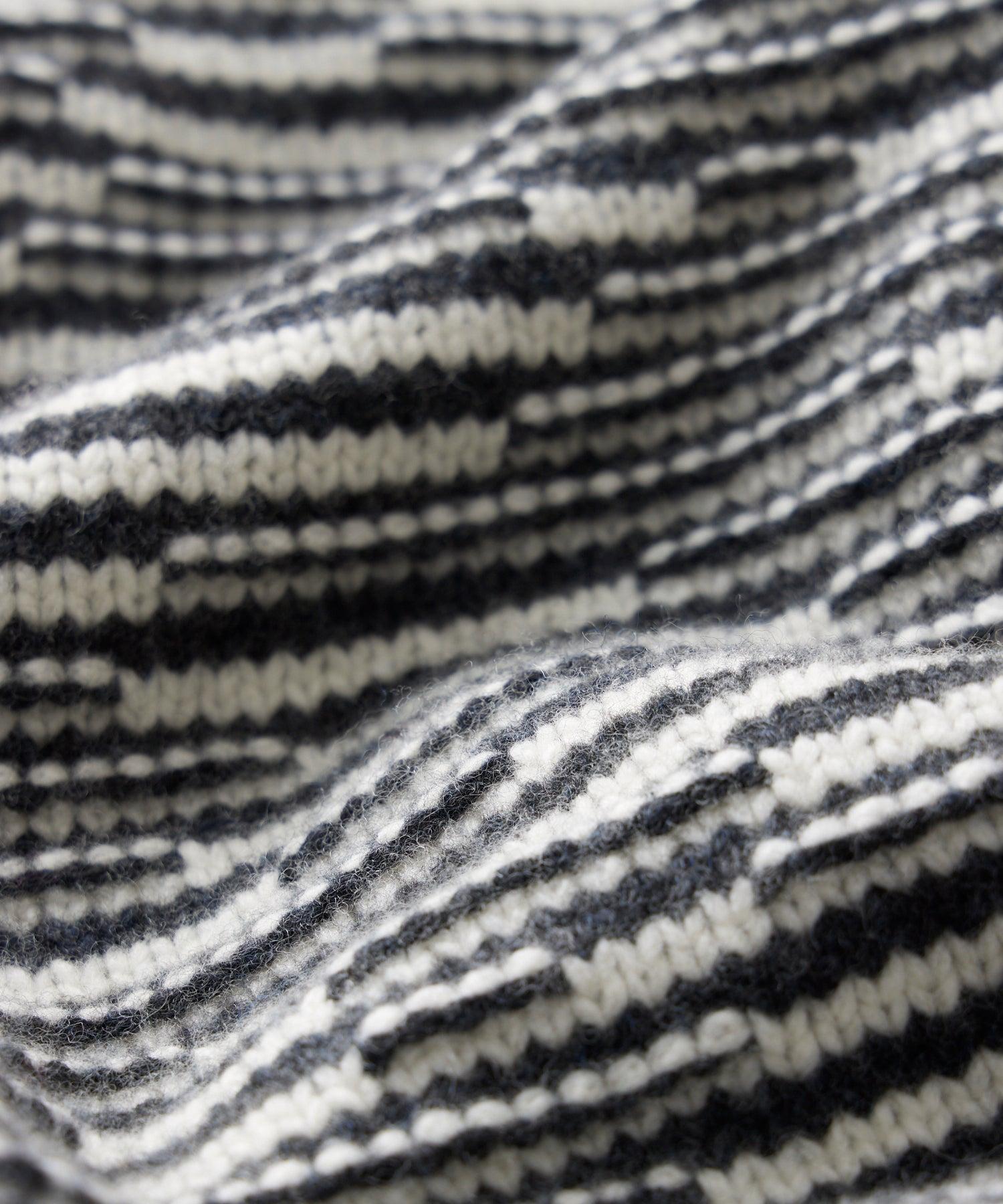 Merino Striped V-Neck Sweater in Charcoal Product Image
