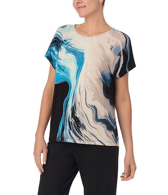 Donna Karan Printed Short Sleeve Boat Neck Sleep Top Product Image