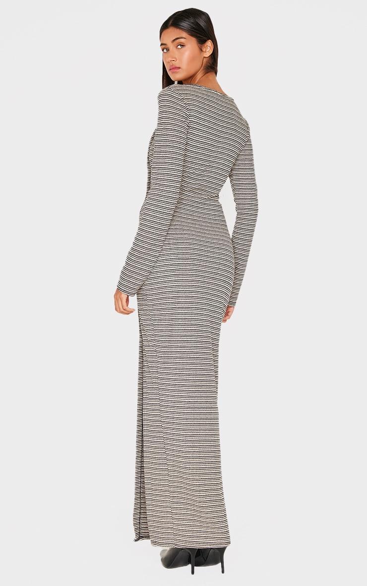 Black Textured Button Down Long Sleeve Maxi Dress Product Image