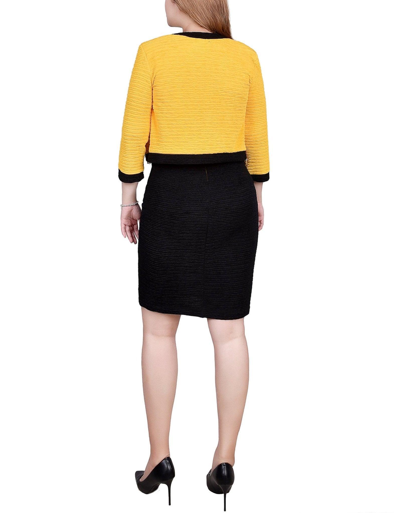 Black Lemon 3/4 Sleeve Textured Knit 2 Piece Dress Set Product Image