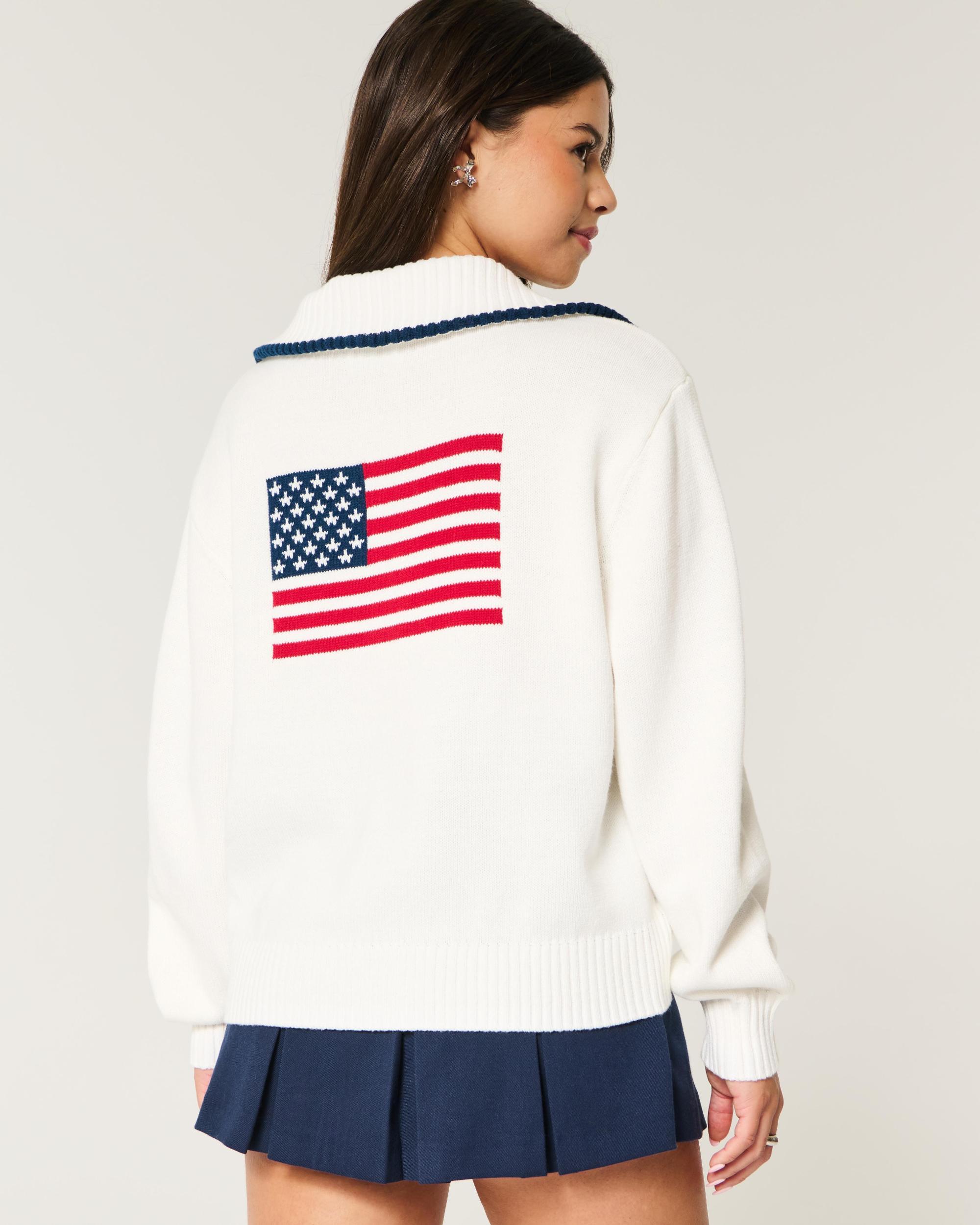 Oversized New York Graphic Half-Zip Sweater Product Image